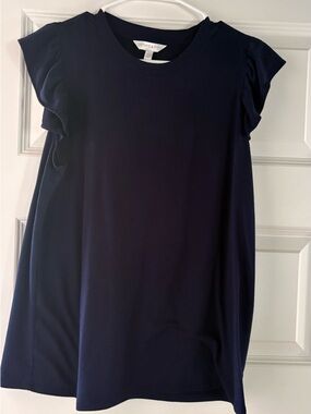 crown & ivy Navy Ruffle Sleeve Shift Top